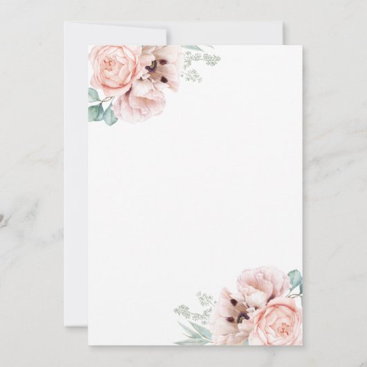 ウィスピーの水色ボホポピーと緑結婚の木 招待状 (裏面)