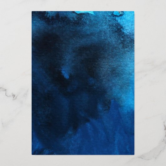 ウィスピーの渦巻き青と金ゴールド結婚ズ 箔招待状 (裏面)