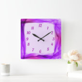 ウィスピースタイリッシュパープルシフォン スクエア壁時計 (ホーム)