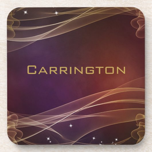 ウィスピーファンシー金ゴールドアクセント付きマルーンの背景 コースター (正面)