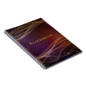 ウィスピーファンシー金ゴールドアクセント付きマルーンの背景 ノートブック (右側)