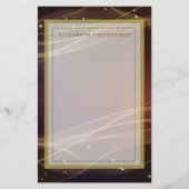 ウィスピーファンシー金ゴールドアクセント付きマルーンの背景 便箋 (正面)