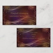 ウィスピーファンシー金ゴールドアクセント付きマルーンの背景 名刺 (正面/裏面)