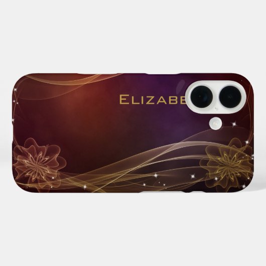ウィスピーファンシー金ゴールドアクセント付きマルーンの背景 Case-Mate iPhoneケース (裏面 (横))