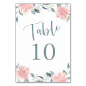 ウィスピーフローラピンクとティール(緑がかった色)植物表番号 テーブルナンバー (裏面)