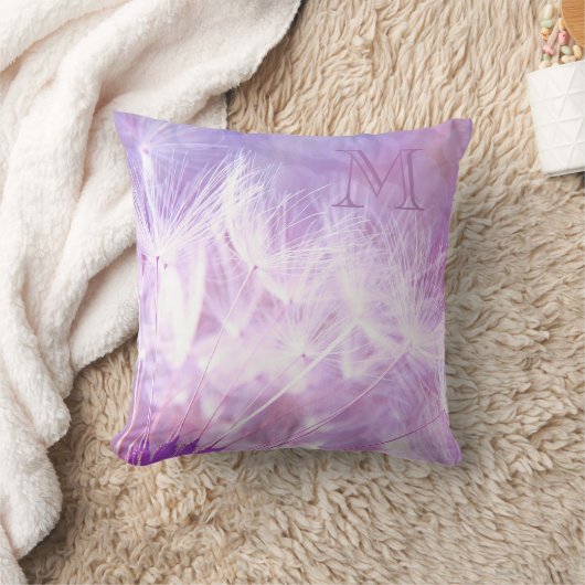 ウィスピーホワイトフルフスパープルイニシャル装飾用クッション クッション (ブランケット)