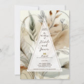 ウィスピーモダングリーンロ結婚タニカル 招待状 (正面)