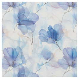 ウィスピー半透明の青い花生地 ファブリック