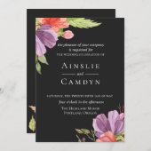 ウィスピー水カラーフローラ結婚式招待状 招待状 (正面/裏面)