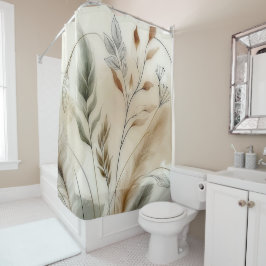 ウィスピー緑モダン植物学ボホ シャワーカーテン
