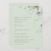 ウィスピー葉ライトセージ結婚式招待状II 招待状 (正面/裏面)