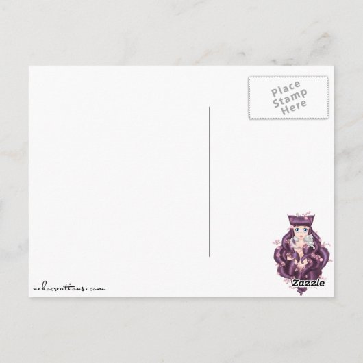 ウィスピー・パープル毛猫アニメガール ポストカード (裏面)