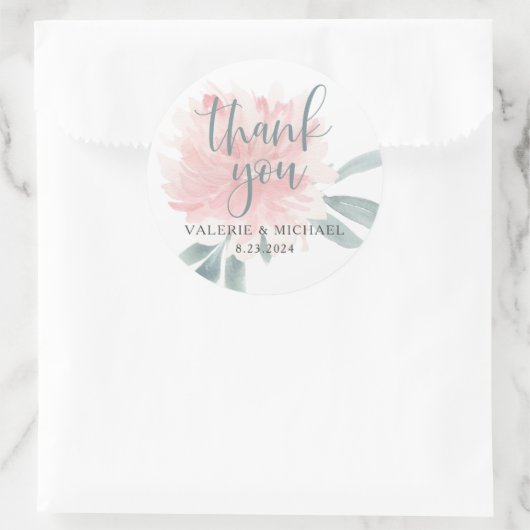 ウィスピー・ピンクフローラ結婚式の引き出物 ラウンドシール (バッグ)