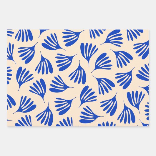 ウィスピ葉ーコンテンポラリーブルーのパターン ラッピングペーパーシート (正面2)