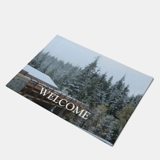 ウィスラーの雪景色の木々 ドアマット (アングル)