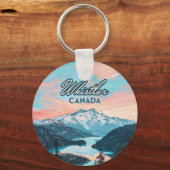 ウィスラーカナダブリティッシュコロンビアスキーリゾートレトロ キーホルダー (正面)