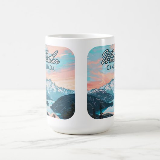 ウィスラーカナダブリティッシュコロンビアスキーリゾートレトロ コーヒーマグカップ (中央)