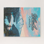 ウィスラーカナダブリティッシュコロンビアスキーリゾートレトロ ジグソーパズル (横)