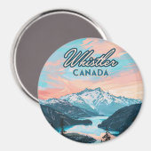 ウィスラーカナダブリティッシュコロンビアスキーリゾートレトロ マグネット (正面/裏面)