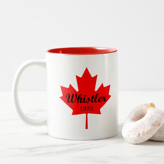 ウィスラーカナダ1975赤メープルリーフカラー ツートーンマグカップ (ドーナツ)