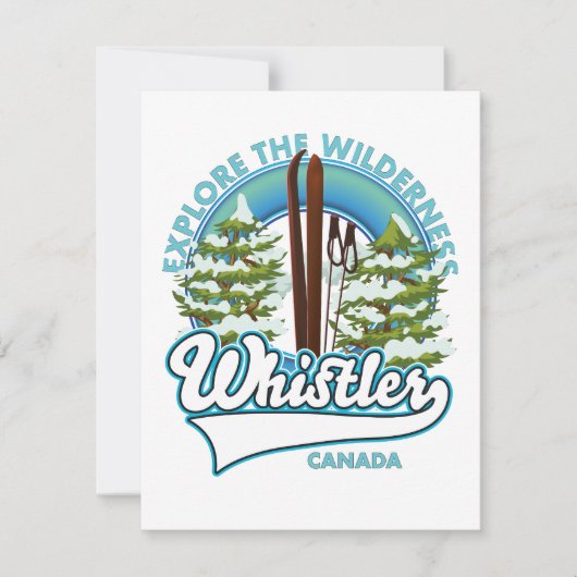 ウィスラー・カナダ、荒野を探索し、スキーのロゴ カード (正面)