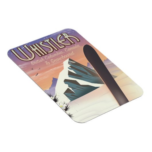 ウィスラー・ブリティッシュ・コロンビアのスノーボーディングポスター マグネット (右側)