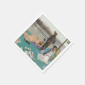 ウィスラー – 肉色と緑のバリエーション スタンダードカクテルナプキン (角)