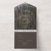 ウィス素朴テリアウッドレースライトパープル結婚ズ オールインワン招待状 (内側)