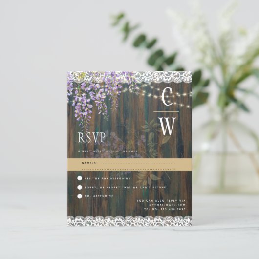 ウィス素朴テリアレースライトウッドウェディングRSVP (スタンド正面)