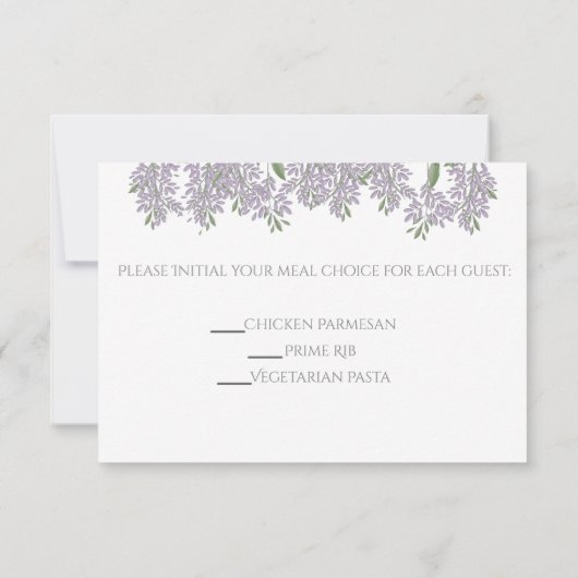 ウィス色彩の鮮やかテリアウェディングRSVPと食事の選択 出欠カード (裏面)