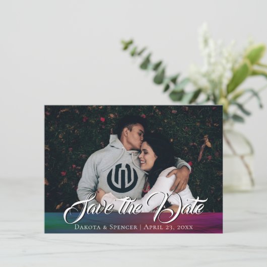 ウィス鮮やか |ダーク宝石トーン水彩写真 セーブザデート (スタンド正面)