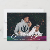 ウィス鮮やか |ダーク宝石トーン水彩写真 セーブザデート (正面)