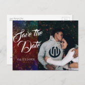 ウィス鮮やか |ダーク・ジュエル・トー結婚ン写真の日付 案内ポストカード (正面/裏面)