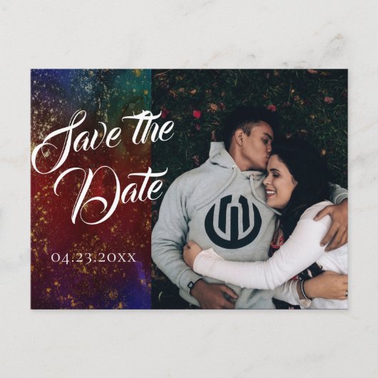 ウィス鮮やか |ダーク・ジュエル・トー結婚ン写真の日付 案内ポストカード (正面)