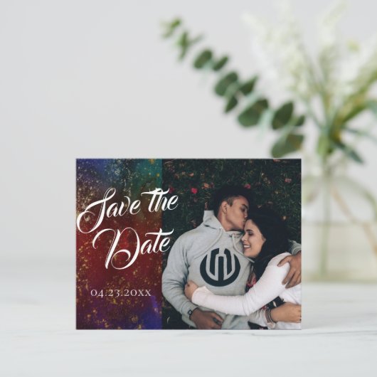ウィス鮮やか |ダーク・ジュエル・トー結婚ン写真の日付 案内ポストカード (スタンド正面)