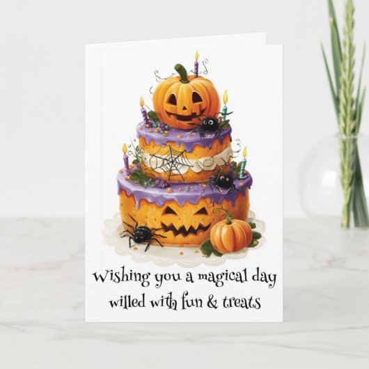ウィズアマジカルデイハロウィーンお誕生日ケーキ カード (正面)