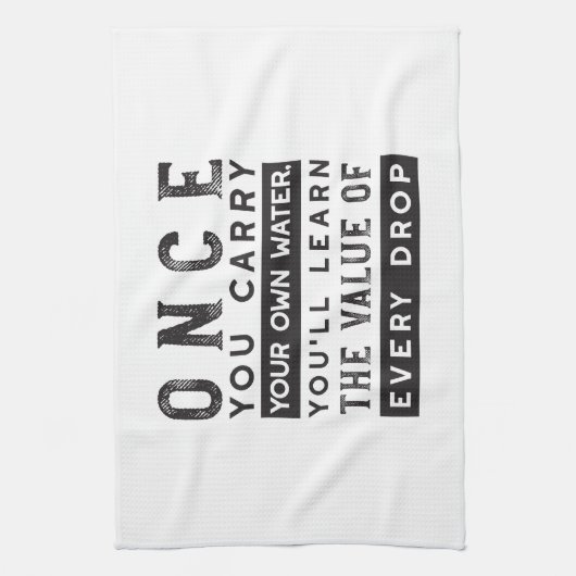ウィズダム引用文デザイン – すべてのドロップの価値 キッチンタオル (縦)