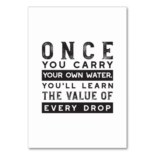 ウィズダム引用文デザイン – すべてのドロップの価値 テーブルナンバー (正面)