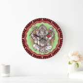 ウィズダムGanapati Indiaヒンズー教のGanesha Elephant ラージ壁時計 (ホーム)