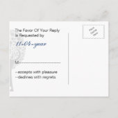 ウィズツリー海軍ブルーロベバードモダン結婚式svp インビテーションポストカード (裏面)