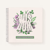 ウィズドピンクの花と離れタイポグラフィ ノートブック (正面)