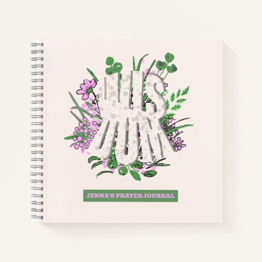 ウィズドピンクの花と離れタイポグラフィ ノートブック (正面)