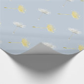 ウィズブルーイエローホワイトタンポポの花 ラッピングペーパー (角)