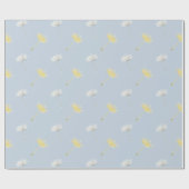 ウィズブルーイエローホワイトタンポポの花 ラッピングペーパー (フラット)