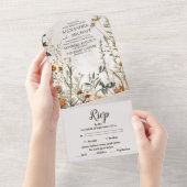 ウィズミカルな野生の花の草原の結婚式 オールインワン招待状 (貼ってはがせる)