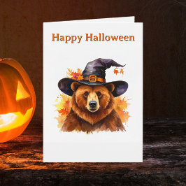 ウィズミカル ブラウン ベア ブラック ウィッチ ハット ハロウィン カード
