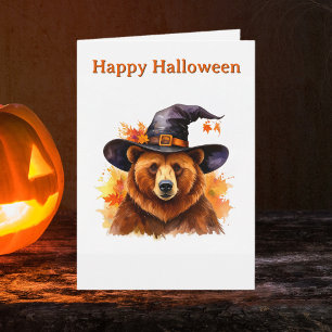 ウィズミカル ブラウン ベア ブラック ウィッチ ハット ハロウィン カード