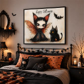 ウィズミゴス ハロウィーン フェアリーと黒猫の壁掛けアート ポスター