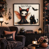 ウィズミゴス ハロウィーン フェアリーと黒猫の壁掛けアート ポスター