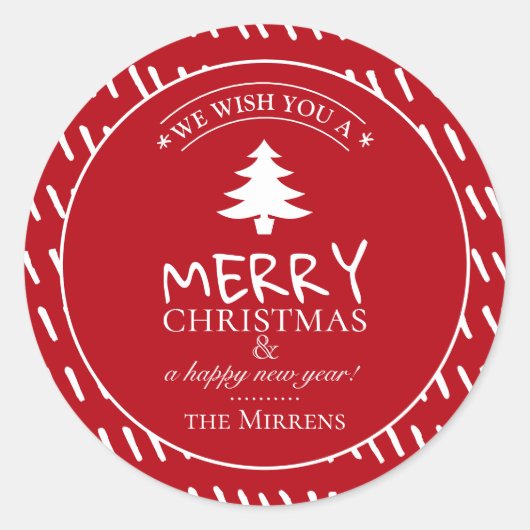 ウィズメリーズホリデーレッドパーソナライズされた ラウンドシール (正面)